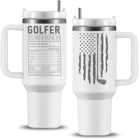 Golf Gifts for Men - Stainless Steel 40 Oz Golf Tumbler with Handle, Golf Cup, Funny Golf Gifts, Mens Golf Gifts Idea, Golf Accessories, Christmas Birthday Gifts for Golfer Men Dad Husband