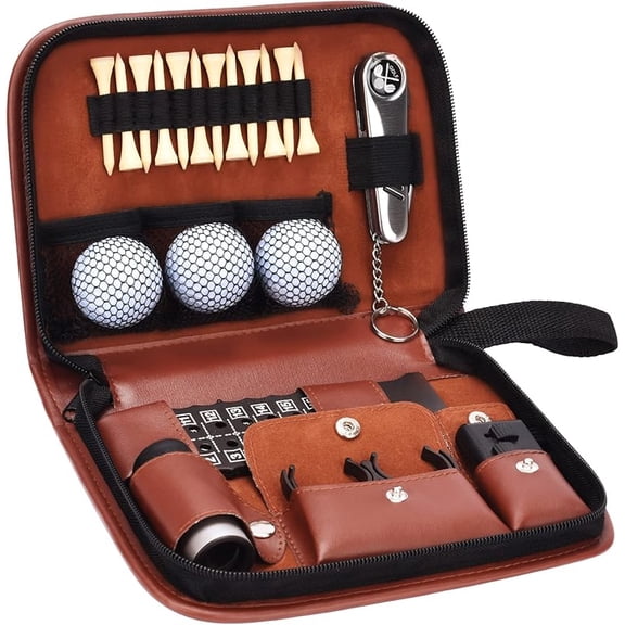Golf Gifts for Men and Women, Golf Accessories Set with Hi-End Case, Golf Balls, Rangefinder, Golf Tees, Brush, Multifunctional Divot Knife, Scorer, Golf Ball Clamp