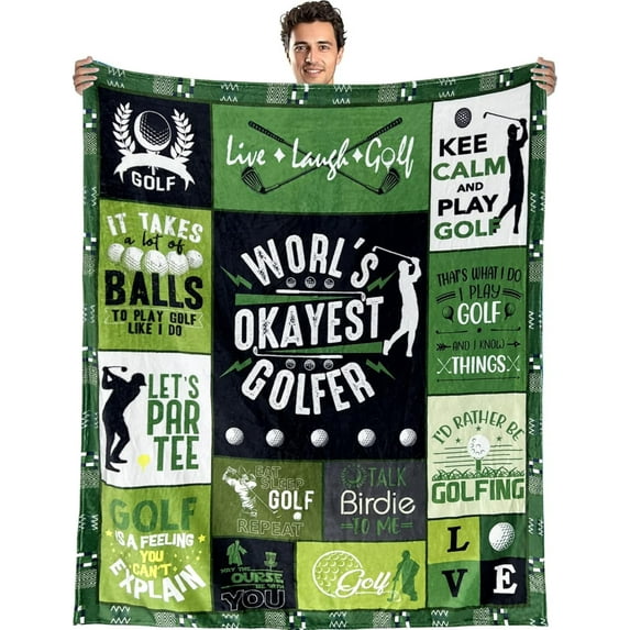 Golf Gifts for Men Unique Golf Blanket, Warm Cozy Flannel Golf Throw Blankets, Funny Golf Lover Birthday Gift Blanket 50x60 Inch