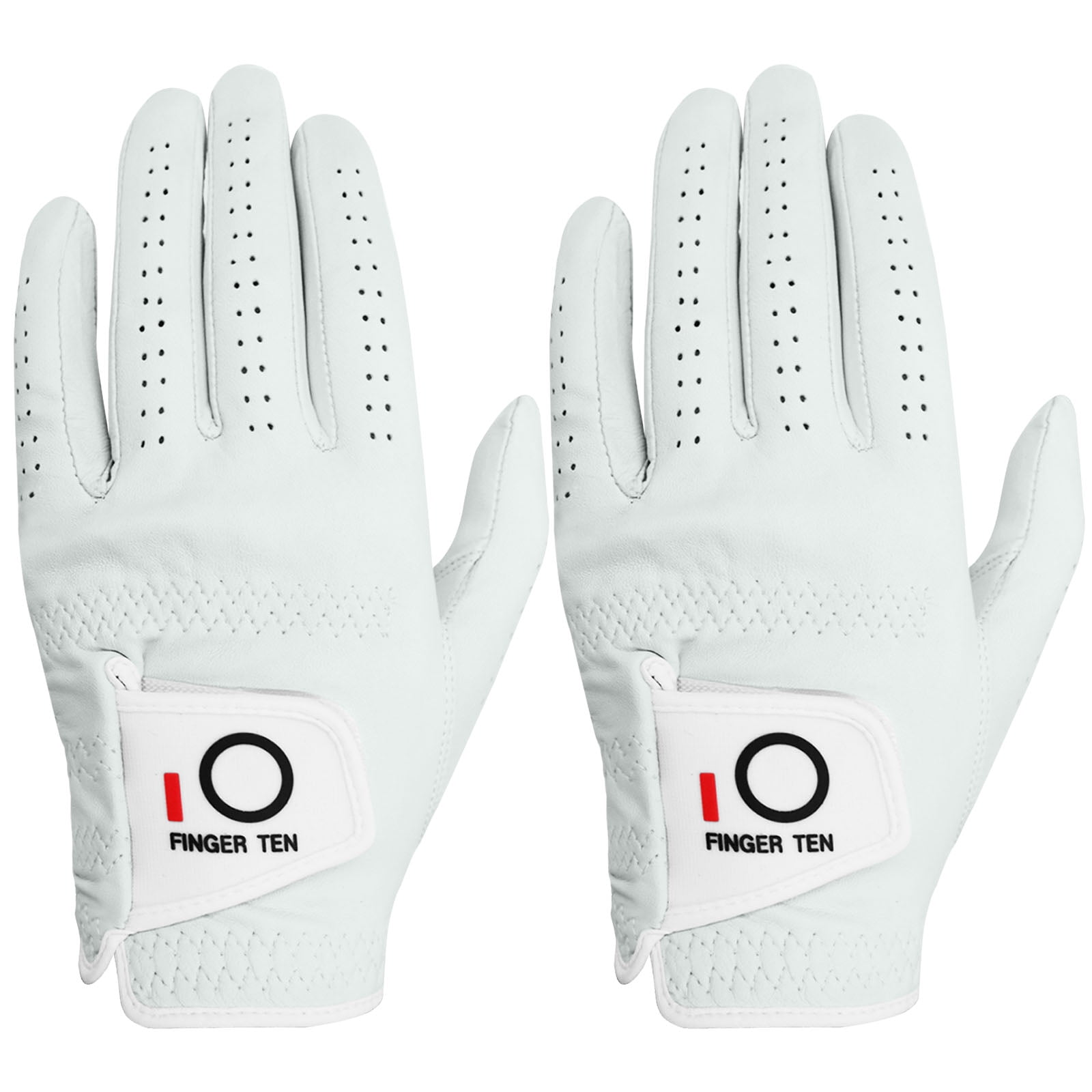 Golf Gloves Men Right Handed Golfer Cabretta Leather Left Hand 2 Pack, Men's Golf Soft Enhance Grip Fit Size from Small to XXL (White-2 Pack, X-Large, Left)