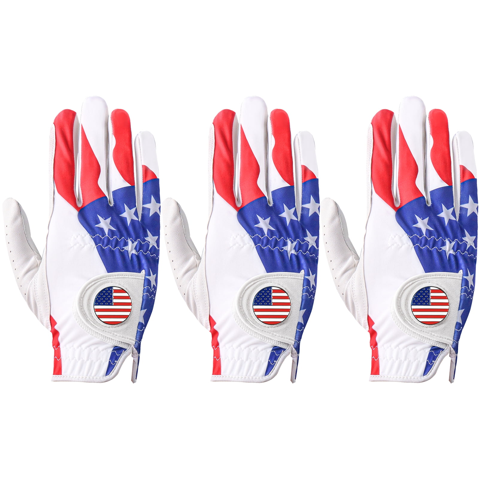 Golf Gloves Men Right Left Handed Golfer Left Right Hand with Ball Marker 3 Pack Leather Breathable Comfortable Weathersof Grip Size Small Medium ML Large XL