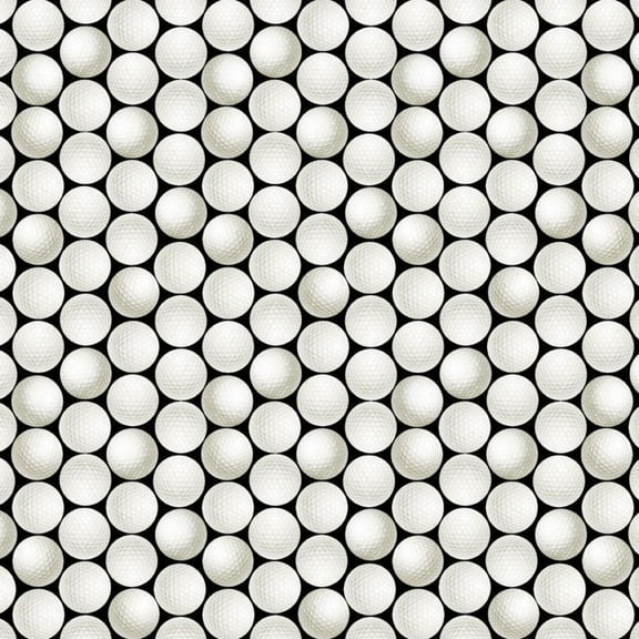 Golf Golf Balls Black Cotton Fabric (1 yard)