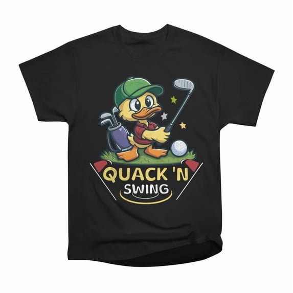 Golf Golfing Humor Duck Quackn Swing T-Shirt Tee Gift For Him Merch For Her Apparel For Fr