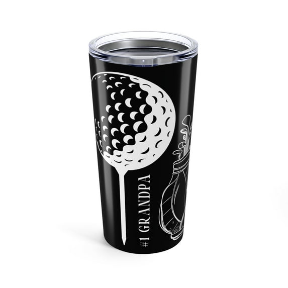 Golf Grandpa 20 oz Stainless Steel Tumbler Double-Wall Insulated with Lid, Black