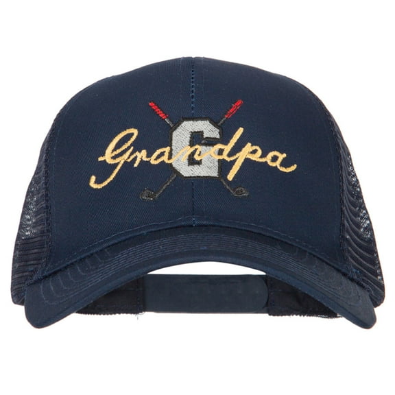 Golf Grandpa Embroidered Solid Cotton Mesh Pro Cap - Navy OSFM