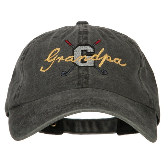 Golf Grandpa Embroidered Washed Cotton Twill Cap - Black OSFM