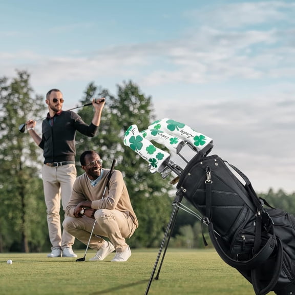 Golf Green Lucky Clover Driver Wood Hybrid Headcover Blade Mallet Putter Cover for Scotty Cameron Taylormade Odyssey Also for Custom Version with Your Name Stitched