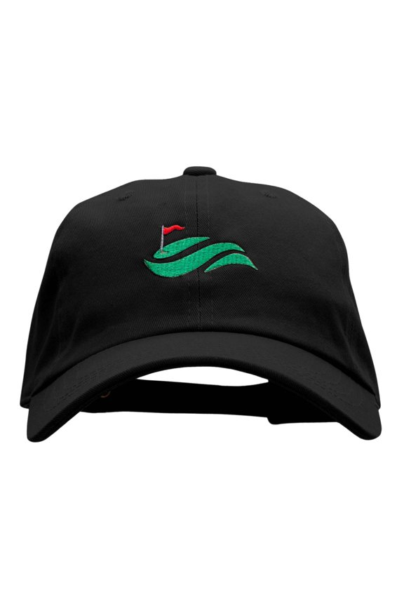 Golf Greens Embroidered Washed Cap - Black OSFM