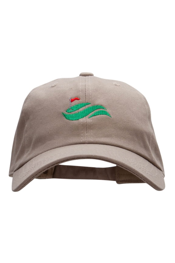 Golf Greens Embroidered Washed Cap - Khaki OSFM