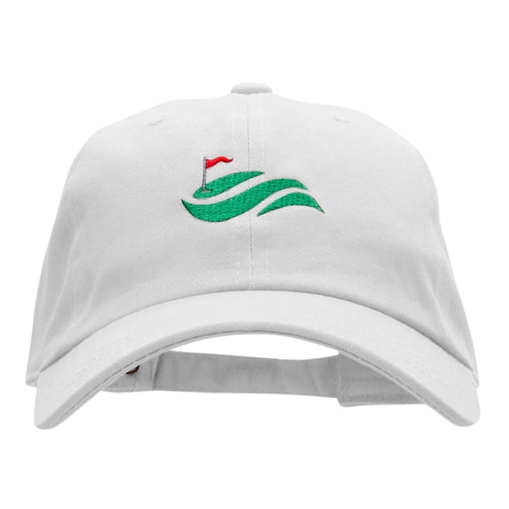 Golf Greens Embroidered Washed Cap - White OSFM