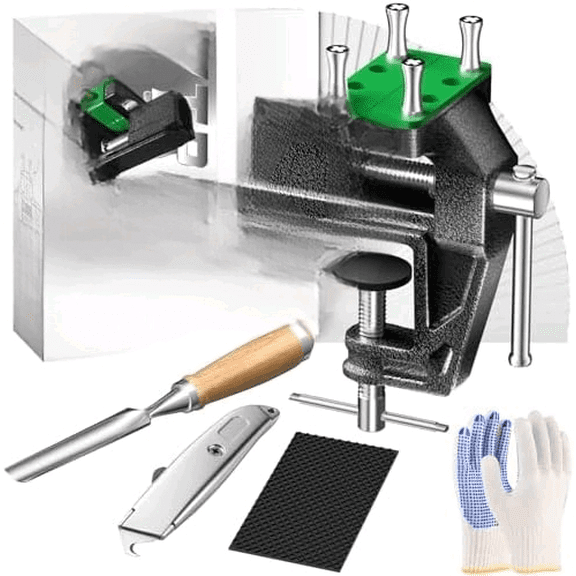 Golf Grip Kit for Regripping Clubs, Golf Regripping Kit, Portable Golf Club Regripping Kit, Golf Grip Replacement Kit with Table Vise, Rubber Clamp, Gloves, Tape Strips, Hook Knife, Tape Remover