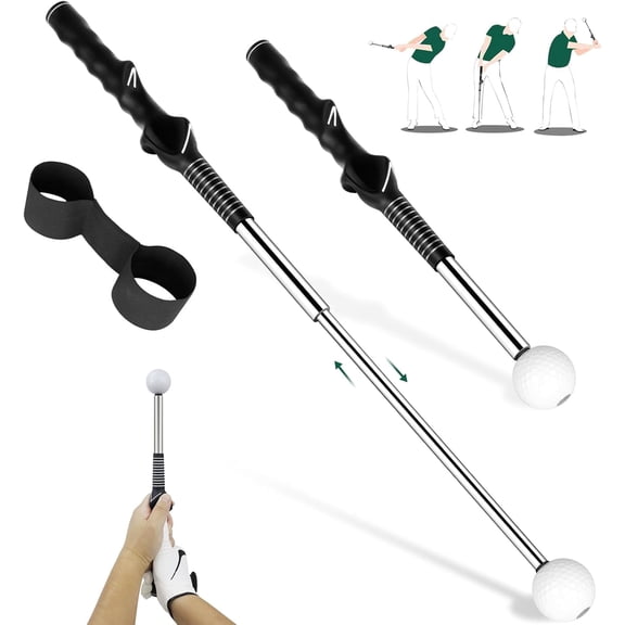 Prichor Golf Swing Training Aid, Retractable Click Club Trainer, Indoor Practice Warm Up Stick, Flexible Telescopic Golf Tempo Trainer with Sound Release