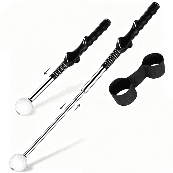Prichor Golf Swing Training Aid, Retractable Click Club Trainer, Indoor Practice Warm Up Stick, Flexible Telescopic Golf Tempo Trainer with Sound Release