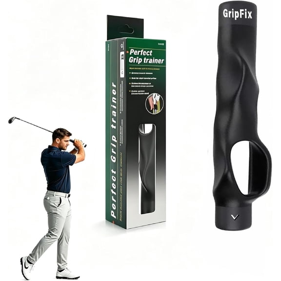 Golf Grip Trainer - Portable Swing Training Aid for Correct Hand Positioning & Muscle Memory - Non-Slip ABS & TPR Tool Fits Most Golf Clubs - Perfect Golf Gift for Men, Women & Beginners