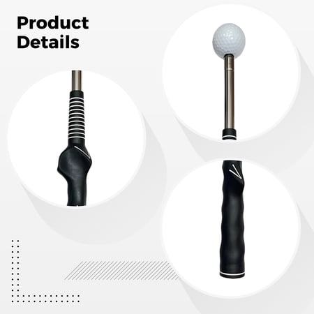 Golf Grip Trainer, Retractable Golf Swing Training Aid with Click Sound, Corrective Right-Handed Golf Club, Warm Up Stick, Improve Swing Tempo, Strength, Muscle Memory, Black