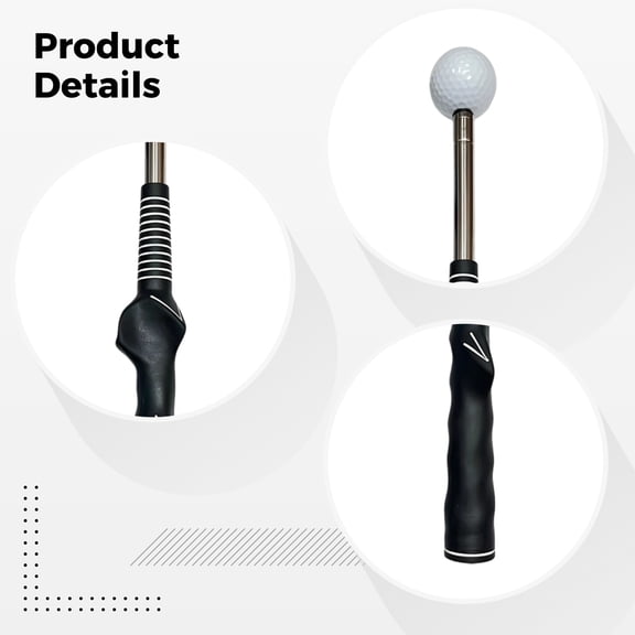Golf Grip Trainer, Retractable Golf Swing Training Aid with Click Sound, Corrective Right-Handed Golf Club, Warm Up Stick, Improve Swing Tempo, Strength, Muscle Memory, Black