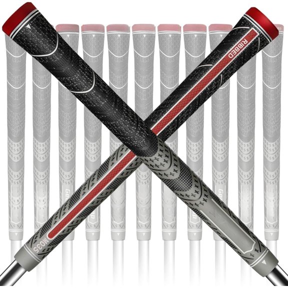 Golf Grips Set of 13- Rib Improved Control,Multi Compound Rubber And Cord Hybrid Golf Club Grips, Standard/Mdisize, 7 Colors Optional.