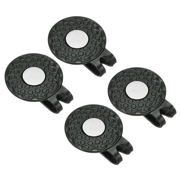Golf Hat Clip Metal Cap Clamp with Magnetic Removable Ball Marker Holder, Black, 4 Pack