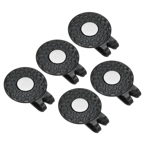 Golf Hat Clip Metal Cap Clamp with Magnetic Removable Ball Marker Holder, Black, 5 Pack