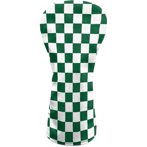 Golf Head Covers for Woods and Driver Fairway Hybrid Funny PU Leather Golf Club Head Covers for Women Men Golf Accessories for Halloween Christmas Birthday Present,Deep Green Checkered
