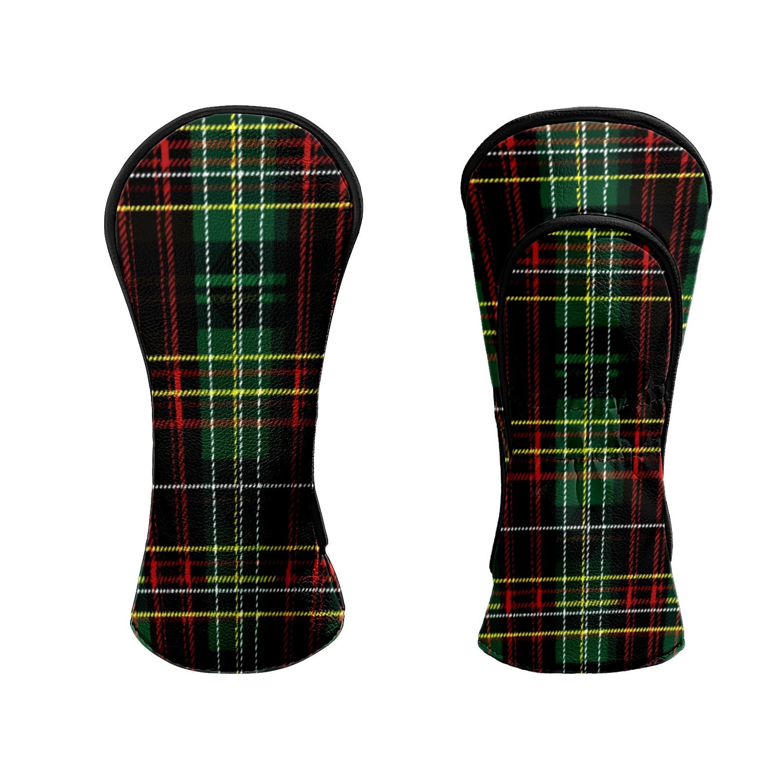 Golf Head Covers for Woods and Driver Waterproof Leather Golf Club Head Covers for Women Men Golf Driver Fairway Wood Headcover Dark Plaid Seamless Design