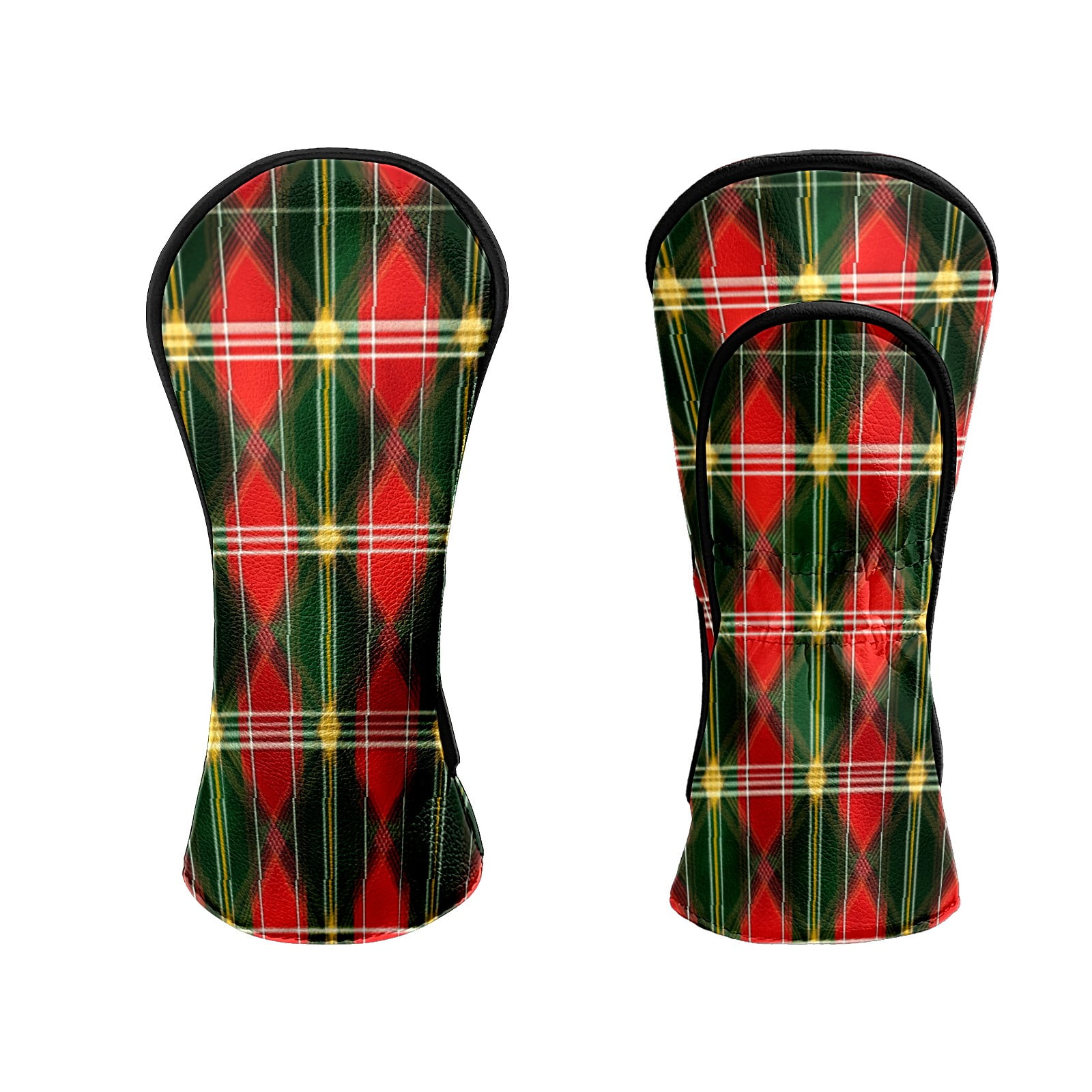 Golf Head Covers for Woods and Driver Waterproof Leather Golf Club Head Covers for Women Men Golf Driver Fairway Wood Headcover Red Plaid Seamless Pattern