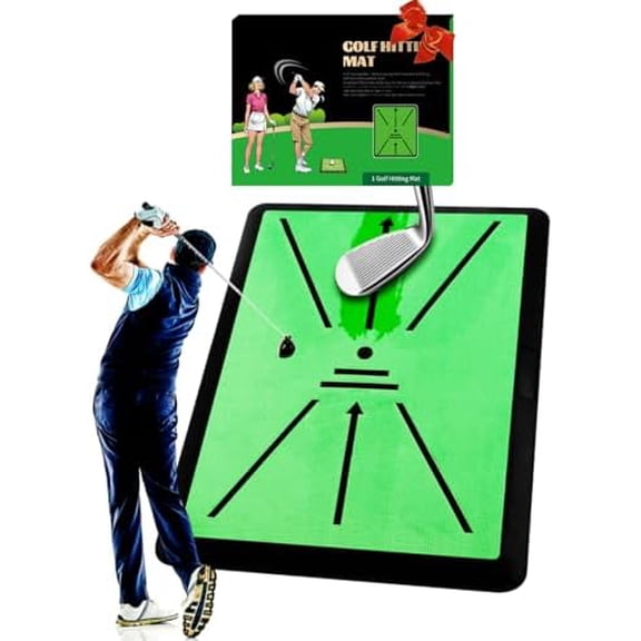 Golf Hitting Mat - 16"x12" Golf Practice Mat Golf Turf Mat, Swing Path Feedback System, Non-Slip Rubber Base, Practice/Training Gifts | Indoor/Outdoor Use Golf Gift for All Skill Levels
