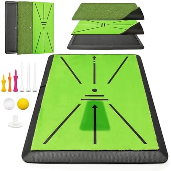 Golf Hitting Mat, with Extra Replaceable Golf Practice Mat for Swing Path Detection Batting Training 16"x12" with Tees, for Driving, Chipping, Indoor/Outdoor$$Sport & Recreation Other