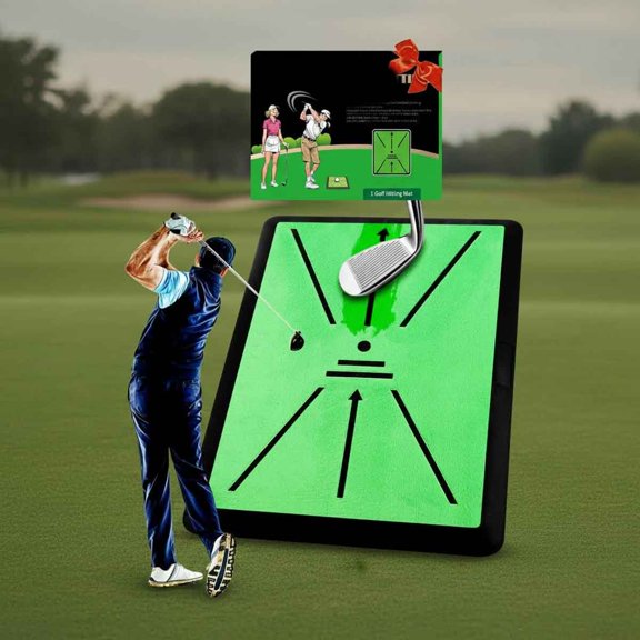 Golf Hitting Mat, Golf Practice Turf Mat with Swing Path Feedback System, Non-Slip Rubber Base for Indoor and Outdoor Use