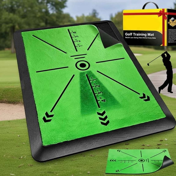 Golf Hitting Mat with Swing Path Feedback, Artificial Simulated Replaceable Turf for Indoor Outdoor Home Training, Portable Golf Training Mat