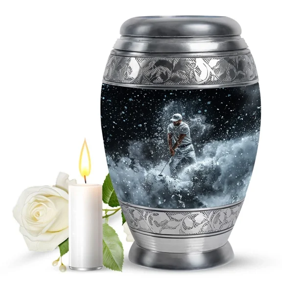 Golf Human Cremation Urn Decorative Urns Ashes Box Adults Human Memorial Funeral Urns Antique Sports Keepsakes Urn Aluminum Urn Burial Urn
