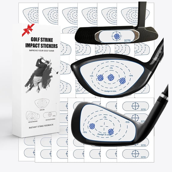 Golf Impact Tape 75/150 Pcs Value Set Golf Club Impact Stickers Labels for Driver Woods Irons Putters, Self-Teaching Training Aid for Swing Practice