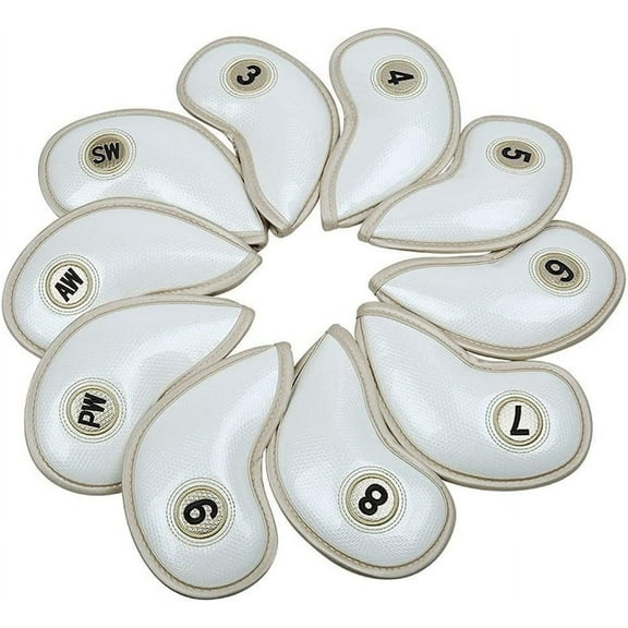 Golf Iron Covers Crystal PU Leather Headcovers Golf Club Head Covers with V- Closure Protectors Fit Most Golf Brands Irons Heads