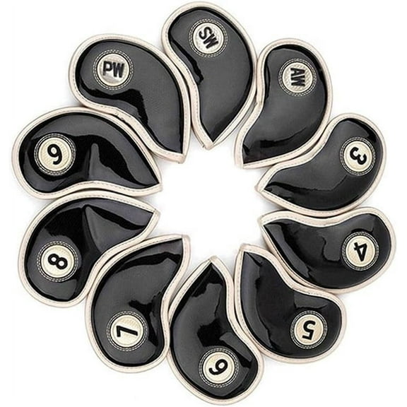 Golf Iron Covers Crystal PU Leather Headcovers Golf Club Head Covers with V- Closure Protectors Fit Most Golf Brands Irons Heads