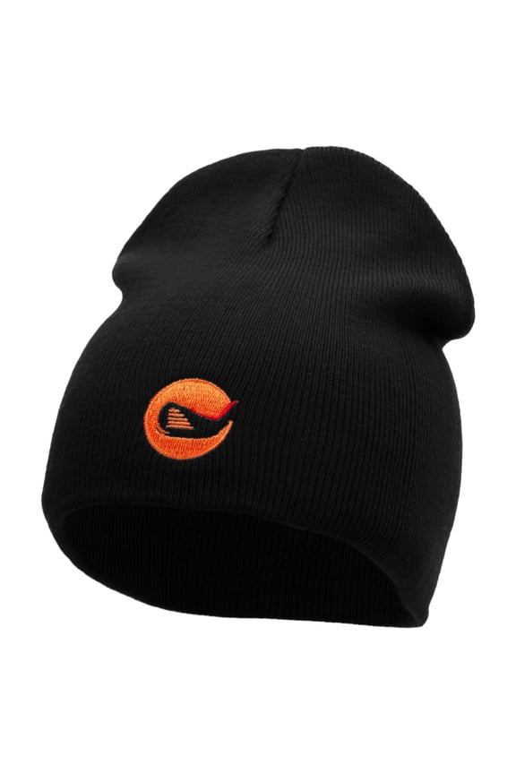 Golf Iron Emblem Embroidered Short Beanie - Black OSFM