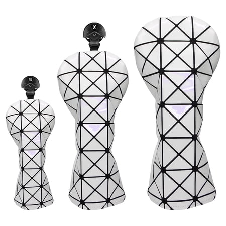 Golf Iron Head Cover Premium Indoor Fashion Lightweight Protective Water PU 3 Pack 13UT White