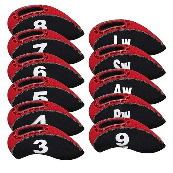 Golf Iron Head Covers 11Pcs Neoprene Golf Club Protector Flexible with Window and Number Tag Multi Color