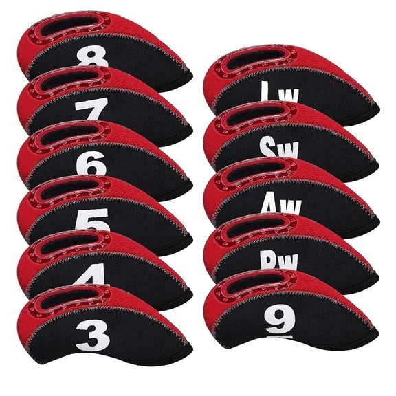 Golf Iron Head Covers 11Pcs Neoprene Golf Club Protector Flexible with Window and Number Tag Multi Color