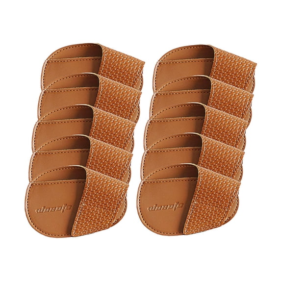 Golf Iron Head Covers Set Protector Durable Lightweight PU Practical Headcover Golf Head Covers for Golf Playing Golfer Outdoor Sport Gift Brown Small