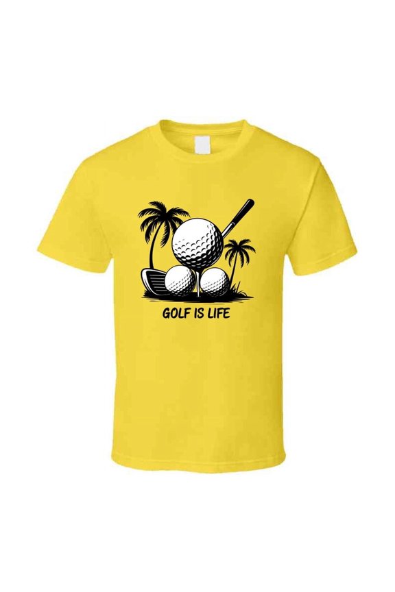 Golf T-Shirt Relaxed Fit Short Sleeve Palm Trees Print Unisex 1-Pack Men's XL
