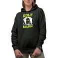 thumbnail image 1 of Golf Is My Favorite Season Quote with a Ball & Golf Player, Golfing or Golfer Themed Merch Gift, Black Hooded Sweatshirt or Hoodie, Small, 1 of 5