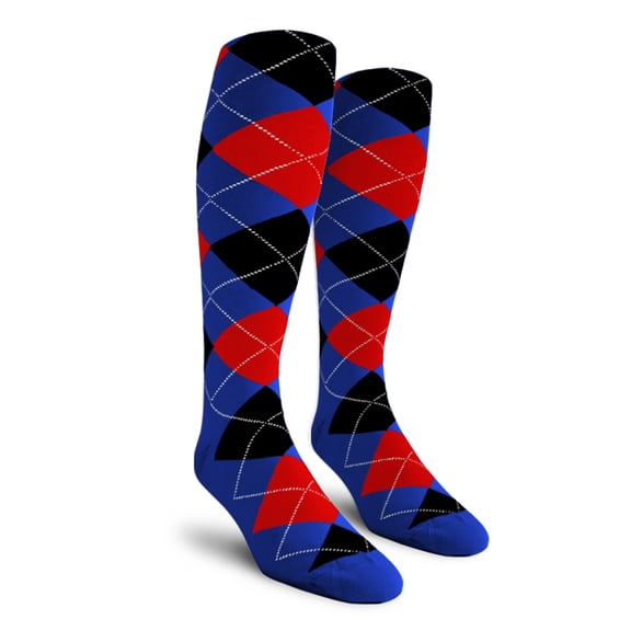 Golf Knickers Colorful Knee High Argyle Cotton Socks For Men Women and Youth - 5J: Royal/Red/Black - Mens