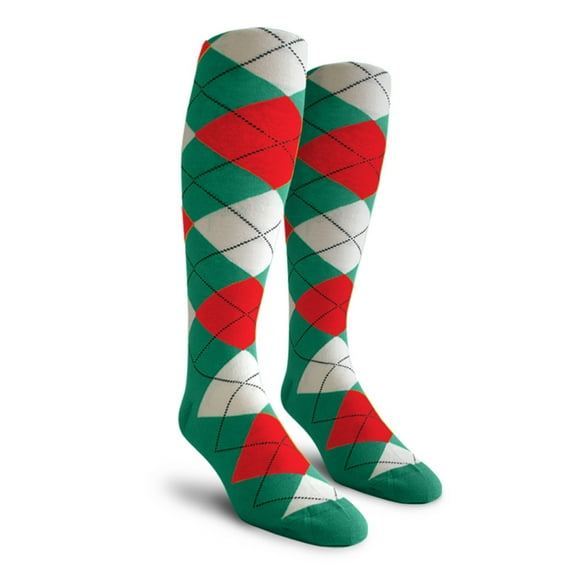 Golf Knickers Colorful Knee High Argyle Cotton Socks For Men Women and Youth - 5X: Teal/White/Red - Youth