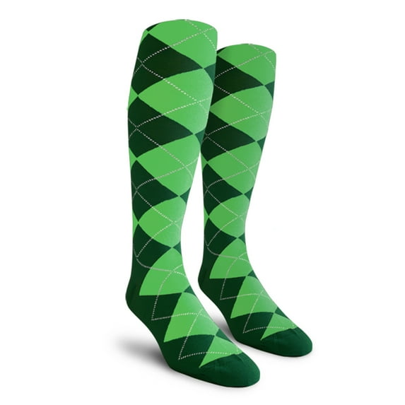 Golf Knickers Colorful Knee High Argyle Cotton Socks For Men Women and Youth - 5Y: Dark Green/Lime - Ladies