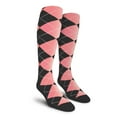 thumbnail image 1 of Golf Knickers Colorful Knee High Argyle Cotton Socks For Men Women and Youth - 6A: Charcoal/Pink - Ladies, 1 of 2