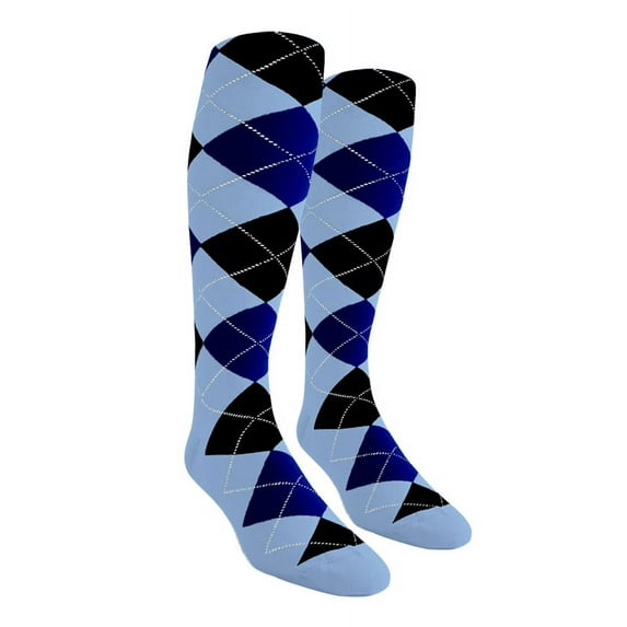 Golf Knickers Colorful Knee High Argyle Cotton Socks For Men Women and Youth - 6I: Light Blue/Royal/Black - Ladies
