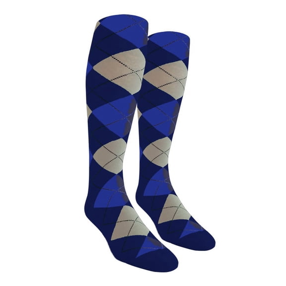 Golf Knickers Colorful Knee High Argyle Cotton Socks For Men Women and Youth - 6K: Navy/Khaki/Royal - Mens