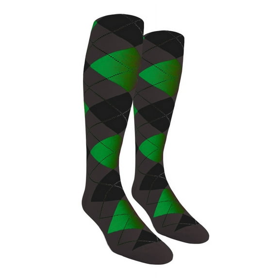 Golf Knickers Colorful Knee High Argyle Cotton Socks For Men Women and Youth - 6L: Charcoal/Black/Lime - Mens