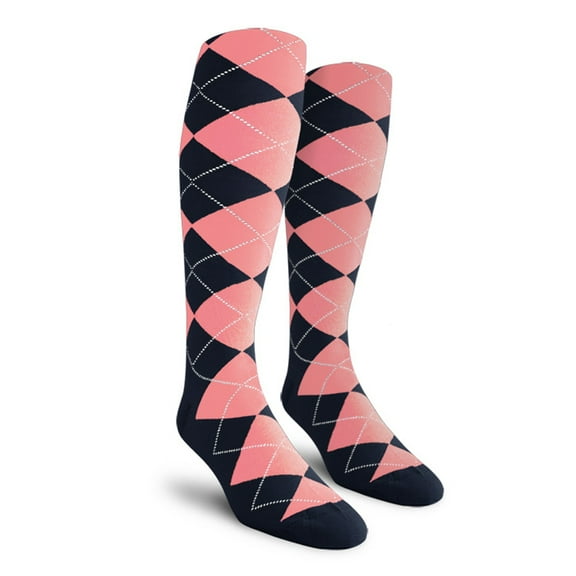 Golf Knickers Colorful Knee High Argyle Cotton Socks For Men Women and Youth - AAA: Navy/Pink - Mens