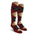 thumbnail image 1 of Golf Knickers Colorful Knee High Argyle Cotton Socks For Men Women and Youth - CCCC: Maroon/Khaki/Black - Youth, 1 of 2